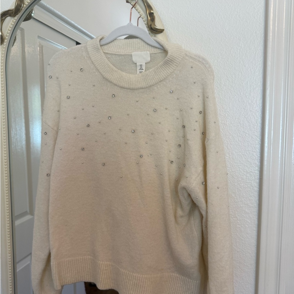 H&M Cream Sweater with Sparkling Details